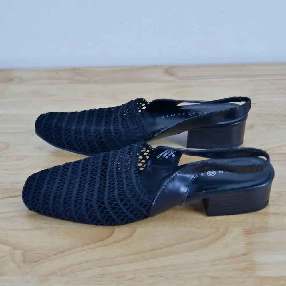 Vintage Size 8 Heels Slingback Woven Mesh Shoes Y2K Day Heel Fisherman Minimal
